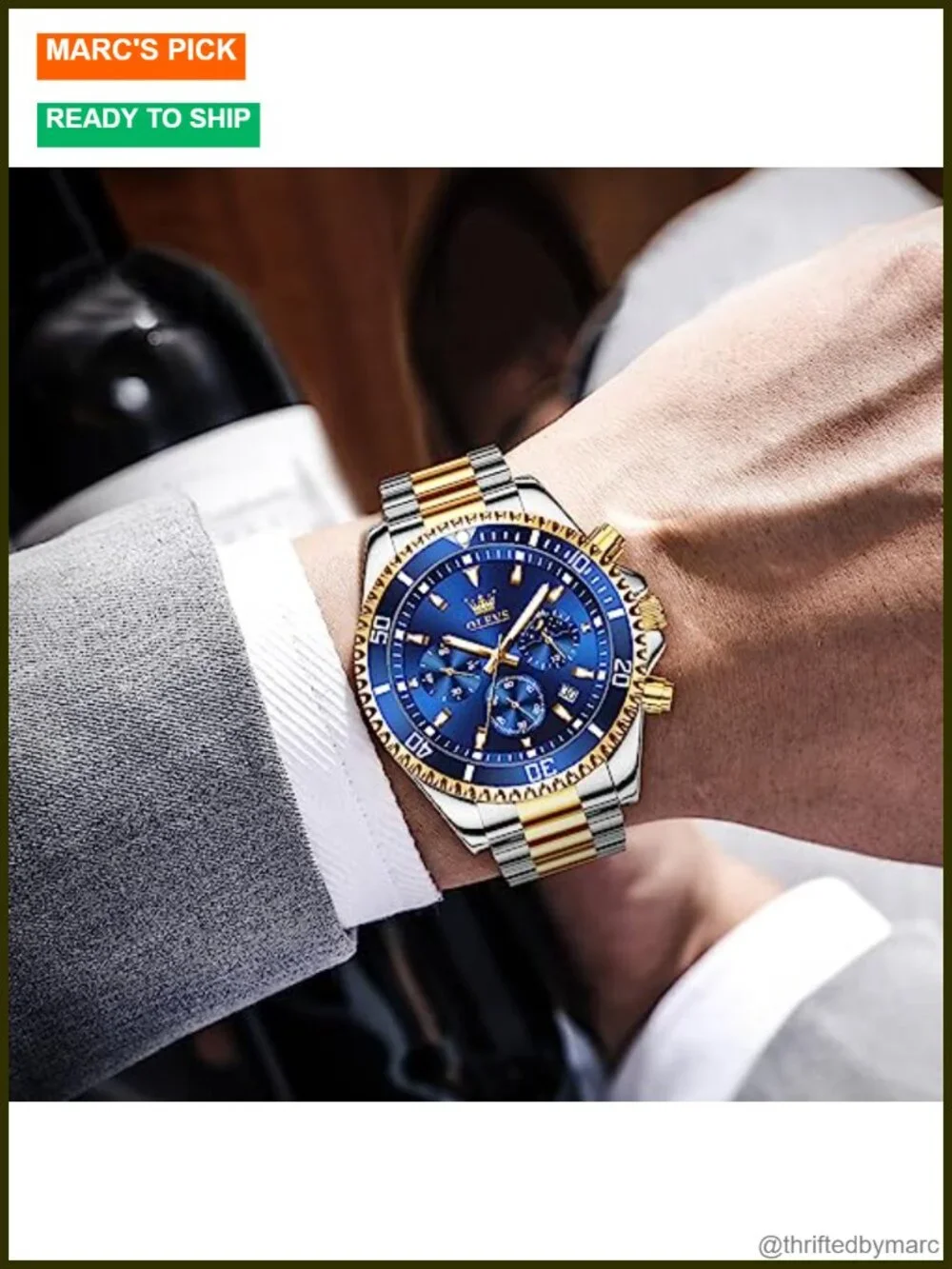 Men's Stainless Steel Waterproof Chronograph Wrist Watch Luminous Analog Quartz